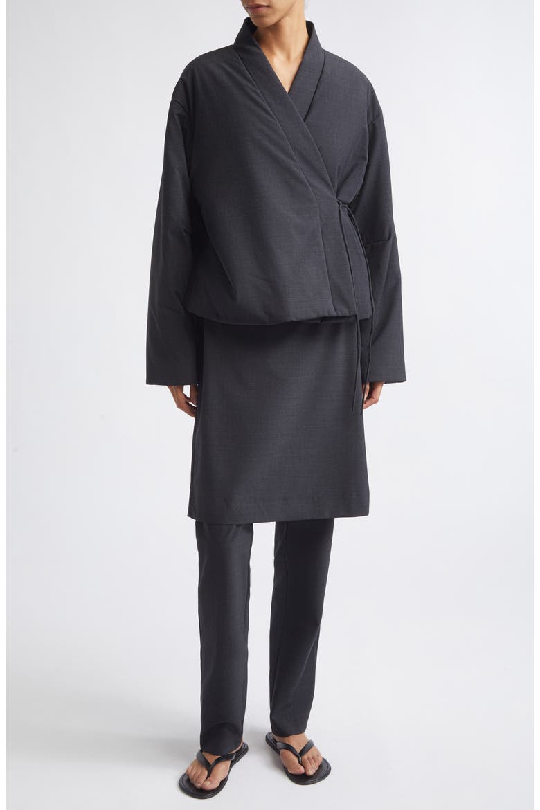 Wool Blend Pillow Wrap Jacket, Alternate, color, DARK GRAPHITE