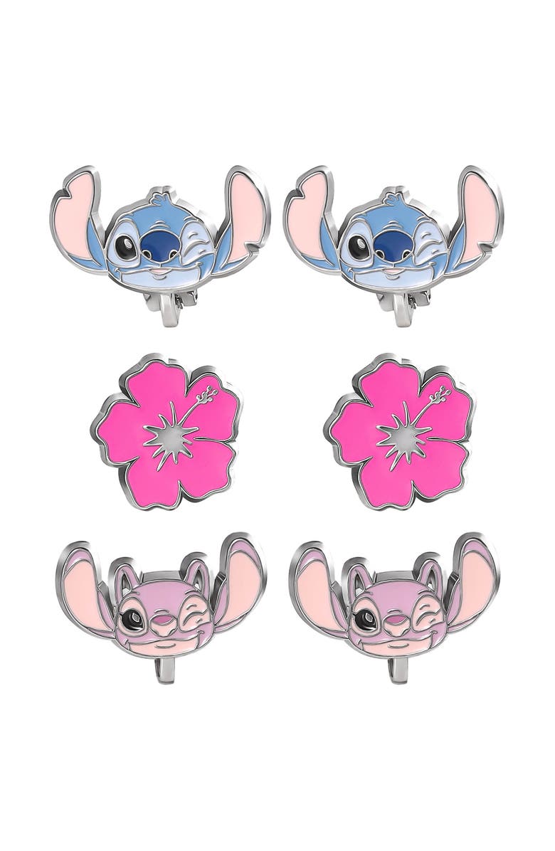 Disney Clip-On 3 Piece Earring Set, Main, color, Pink, Blue