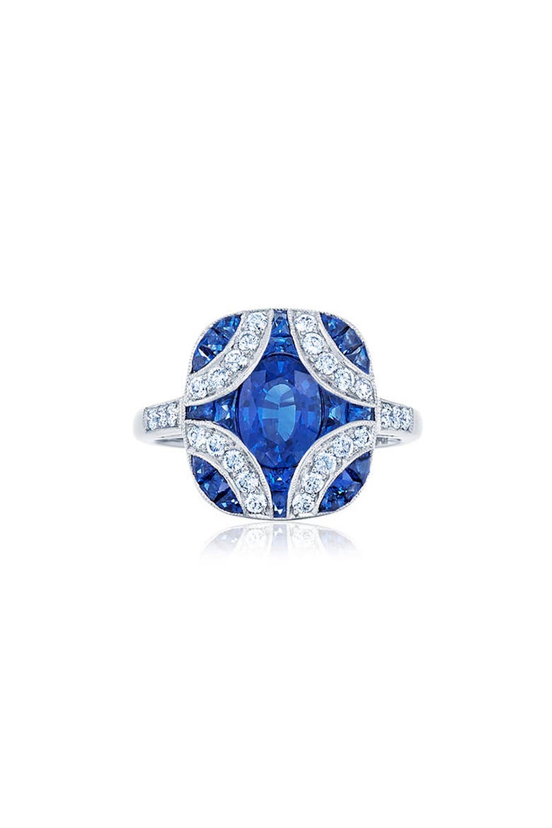 18k Gold Sapphire & Diamond Statement Ring, Main, color, WHITE GOLD