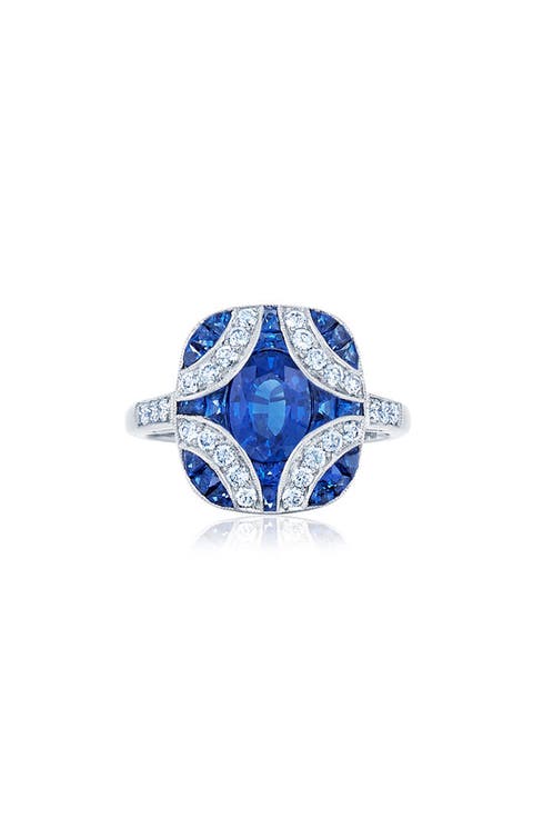 18k Gold Sapphire & Diamond Statement Ring