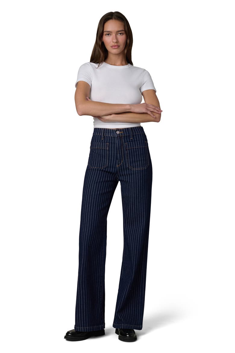 The Mia High Waist Patch Pocket Wide Leg Jeans, Alternate, color, INDIGO STRIPE
