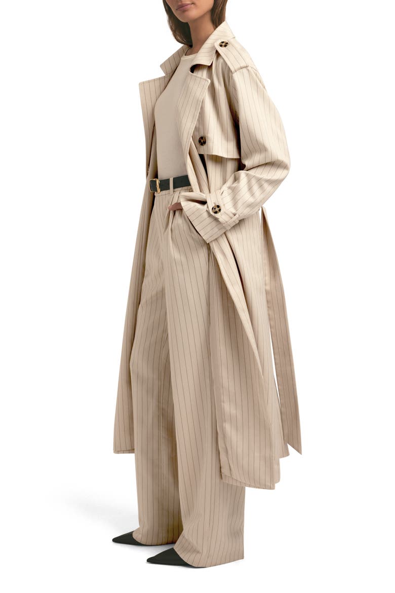 The Charles Pinstripe Trench Coat, Alternate, color, WARM SAND PINSTRIP