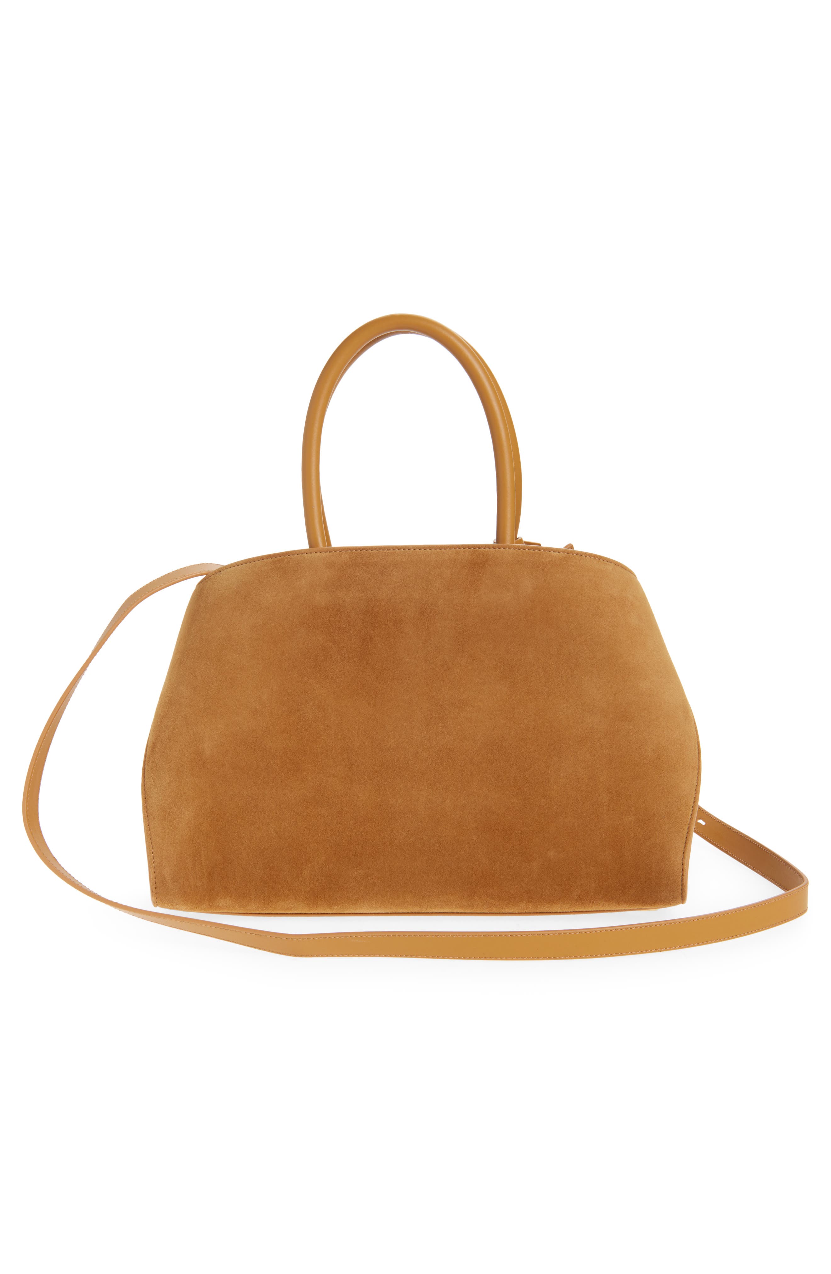 FERRAGAMO Small Hug Suede Top Handle Bag, Alternate, color, Natural