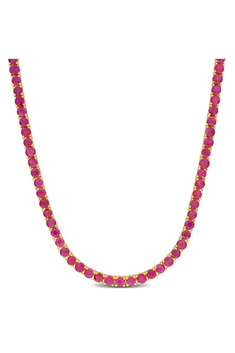 Gemstone Tennis Necklace 14k Gold, Main, color, Ruby