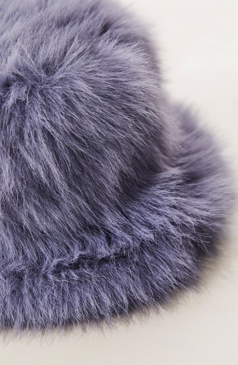 Free People Ice Queen Faux Fur Bucket Hat, Alternate, color, Sky