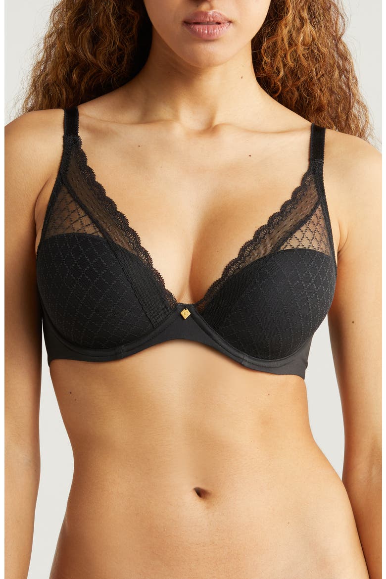 Norah Chic Plunge T-Shirt Bra, Main, color, BLACK
