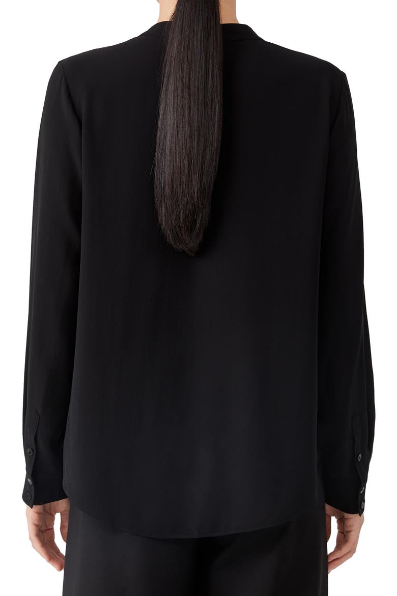 V-Neck Silk Crepe Blouse, Alternate, color, BLACK