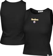 '47 Women's '47  Black Pittsburgh Steelers Cropped Straight Cut Ribbed Baby Tank Top
