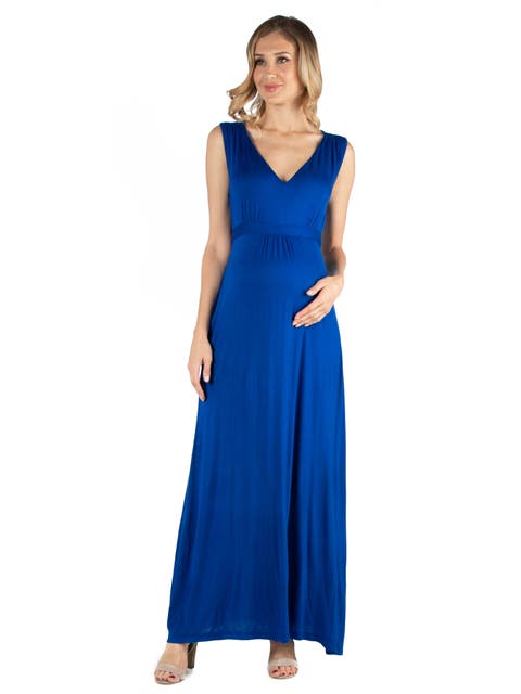 Maternity V-Neck Sleeveless Maxi Dress with Belt