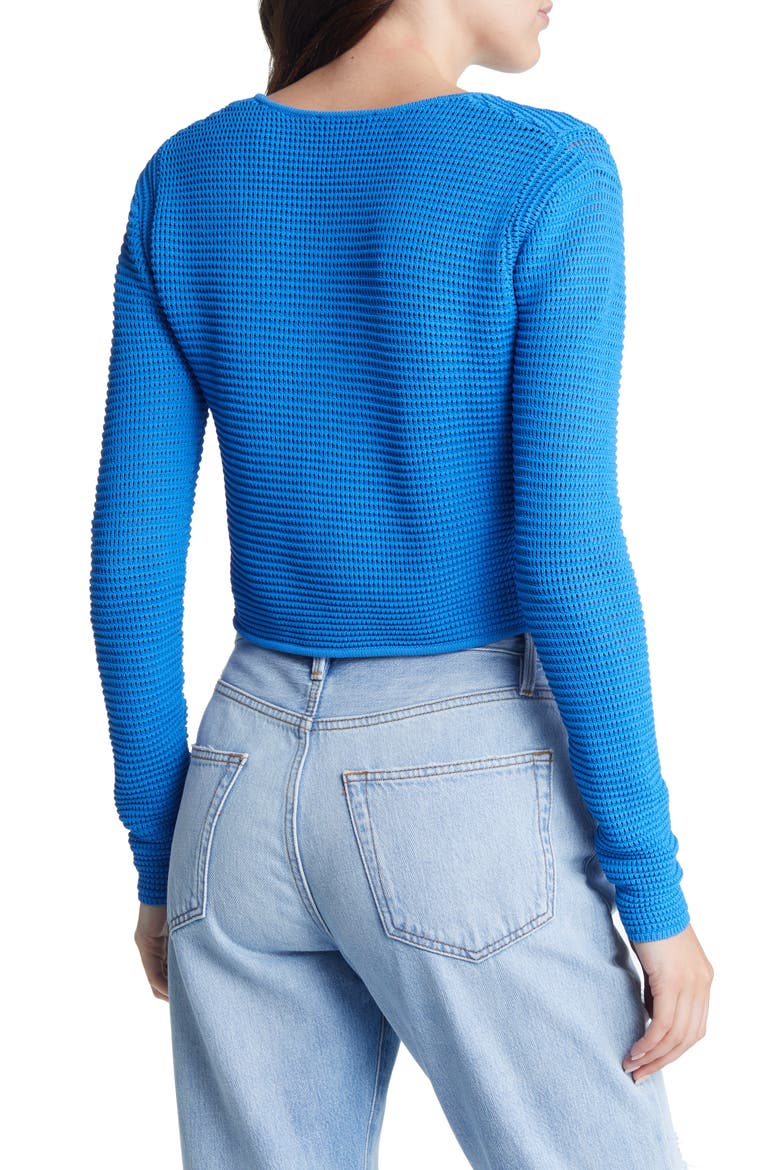 Open Stitch Tie Front Cardigan, Alternate, color, PROVENCE BLUE