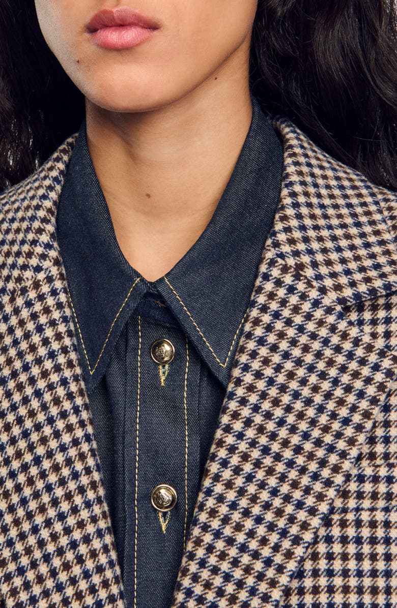 SANDRO Small-check suit jacket, Alternate, color,