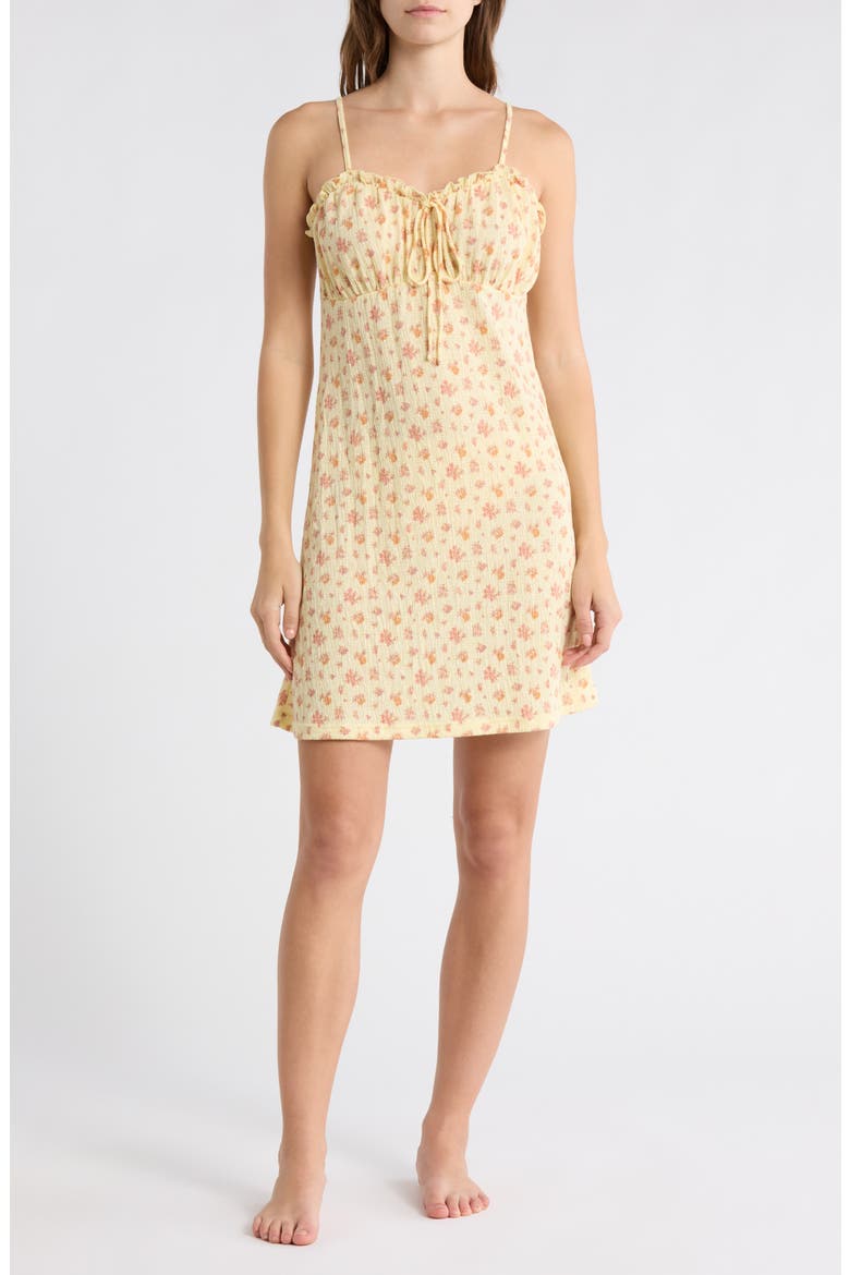 Ruffle Neck Chemise, Main, color, PALE YELLOW