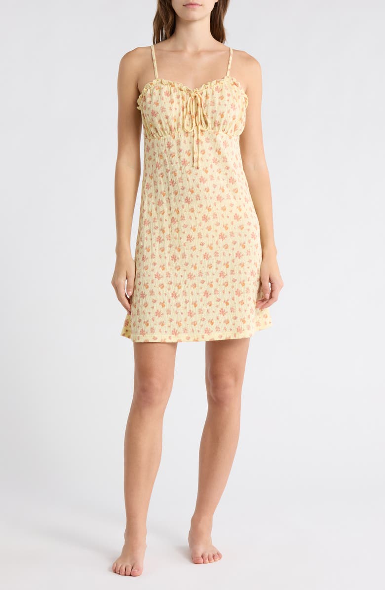 French Connection Ruffle Neck Chemise, Main, color, Pale Yellow
