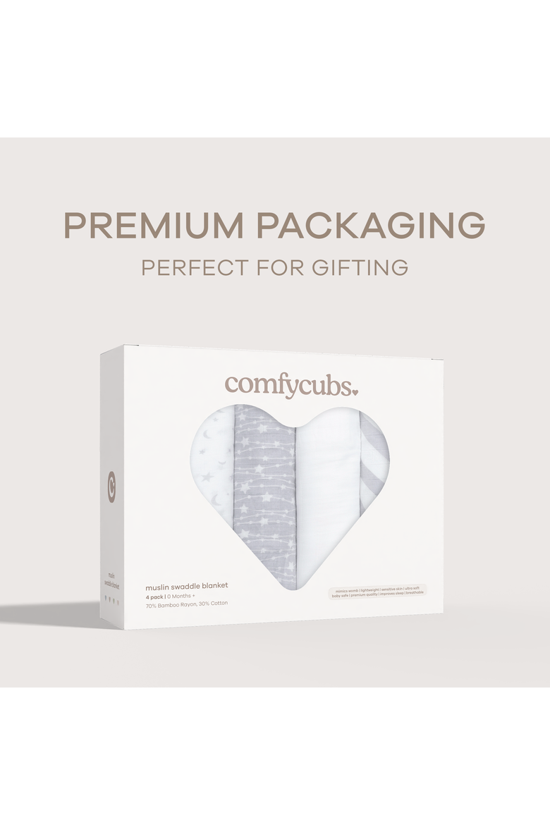 Muslin Swaddle Blankets, 4 Pack, Alternate, color, Grey