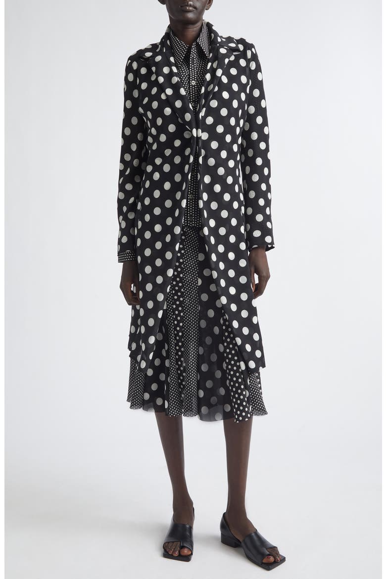 Polka Dot Georgette Midi Skirt, Alternate, color, BLACK/ WHITE