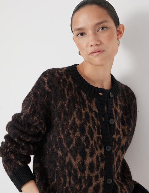 Hush Animal Jacquard Cardigan With Mohair In Brown