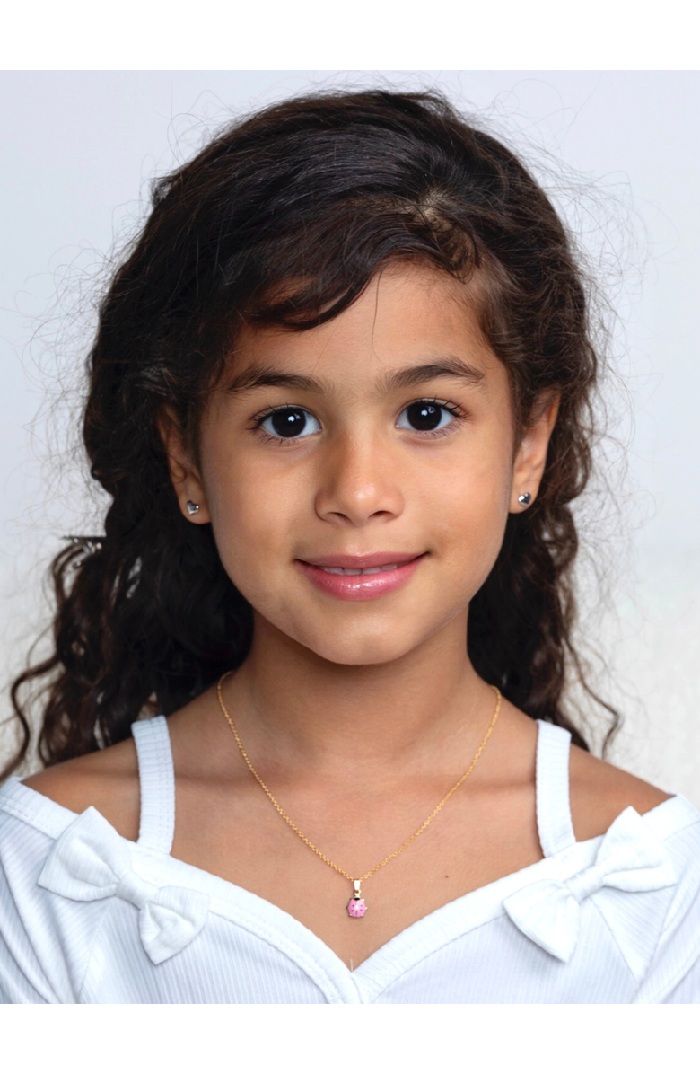 Mia Belle Girls Ladybug Pendant Necklace, Alternate, color, Metallic Gold