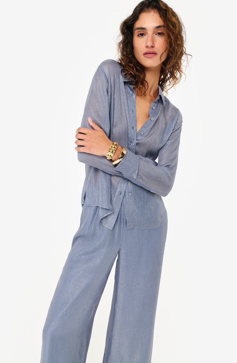 CAMI NYC Yael Metallic Chiffon Semisheer Button-Up Shirt, Alternate, color,