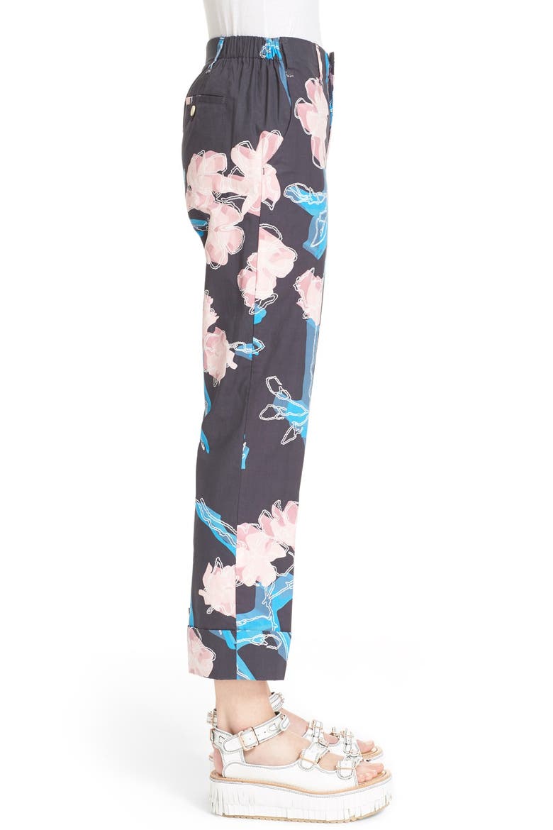 Print Cuff Crop Pants, Alternate, color, SAKURA BLACK