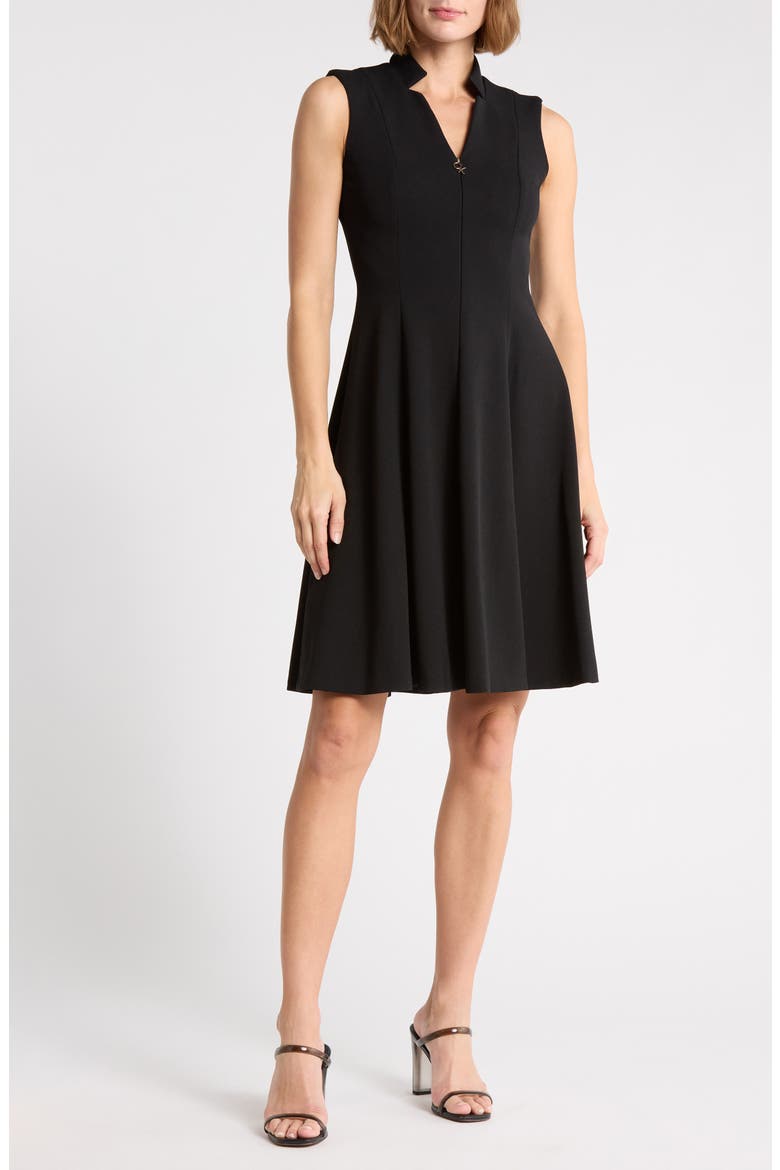 Sleeveless Zip Front Fit & Flare Dress, Main, color, BLACK