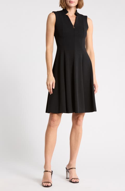 Sleeveless Zip Front Fit & Flare Dress
