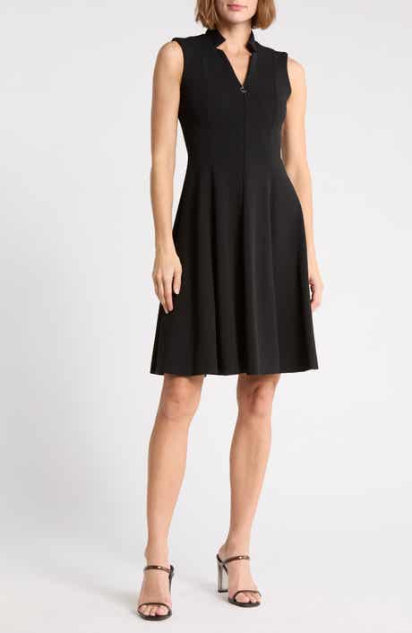 Sleeveless Zip Front Fit & Flare Dress