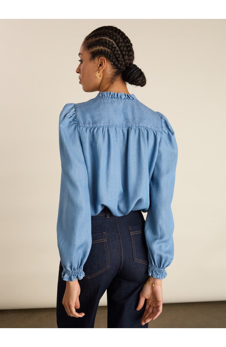 Baukjen Zoe Frill Neck Blouse, Alternate, color, Mid Indigo