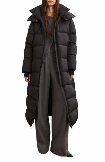 Reiss Colette Longline Puffer Coat with Removable Hood