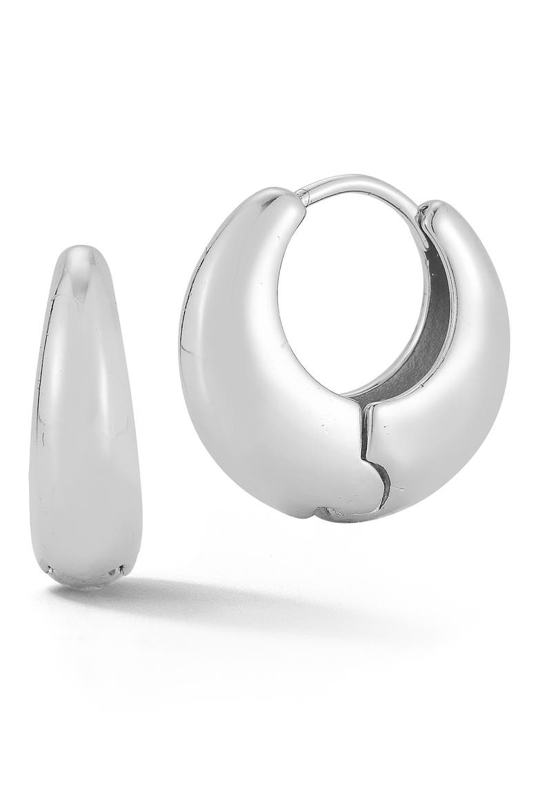 Domed Huggie Hoop Earrings, Main, color, SILVER