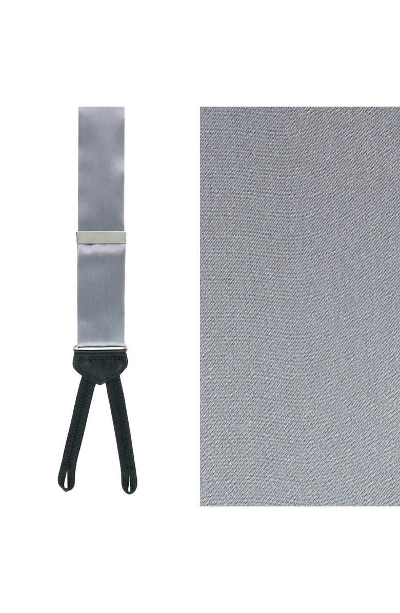 Trafalgar Sutton Solid Silk Suspenders, Alternate, color, Grey