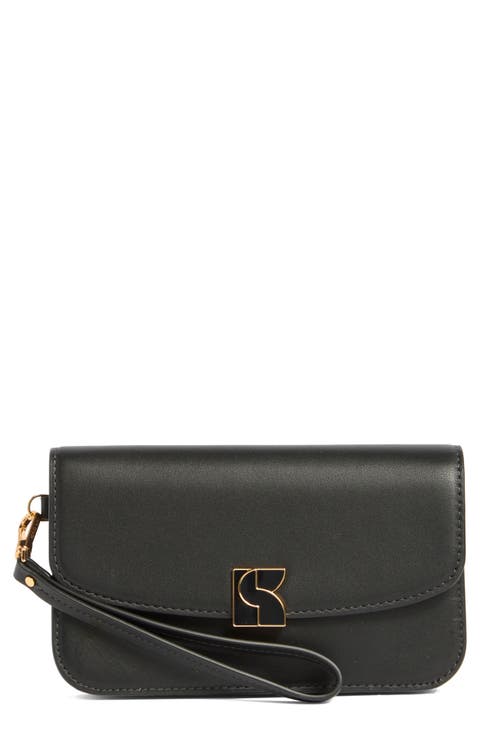 dakota smooth leather flap wristlet