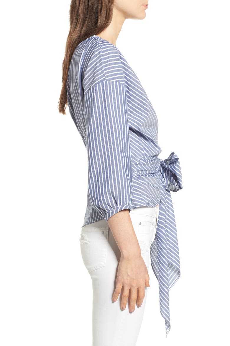 Janis Wrap Top, Alternate, color, NAVY STRIPE