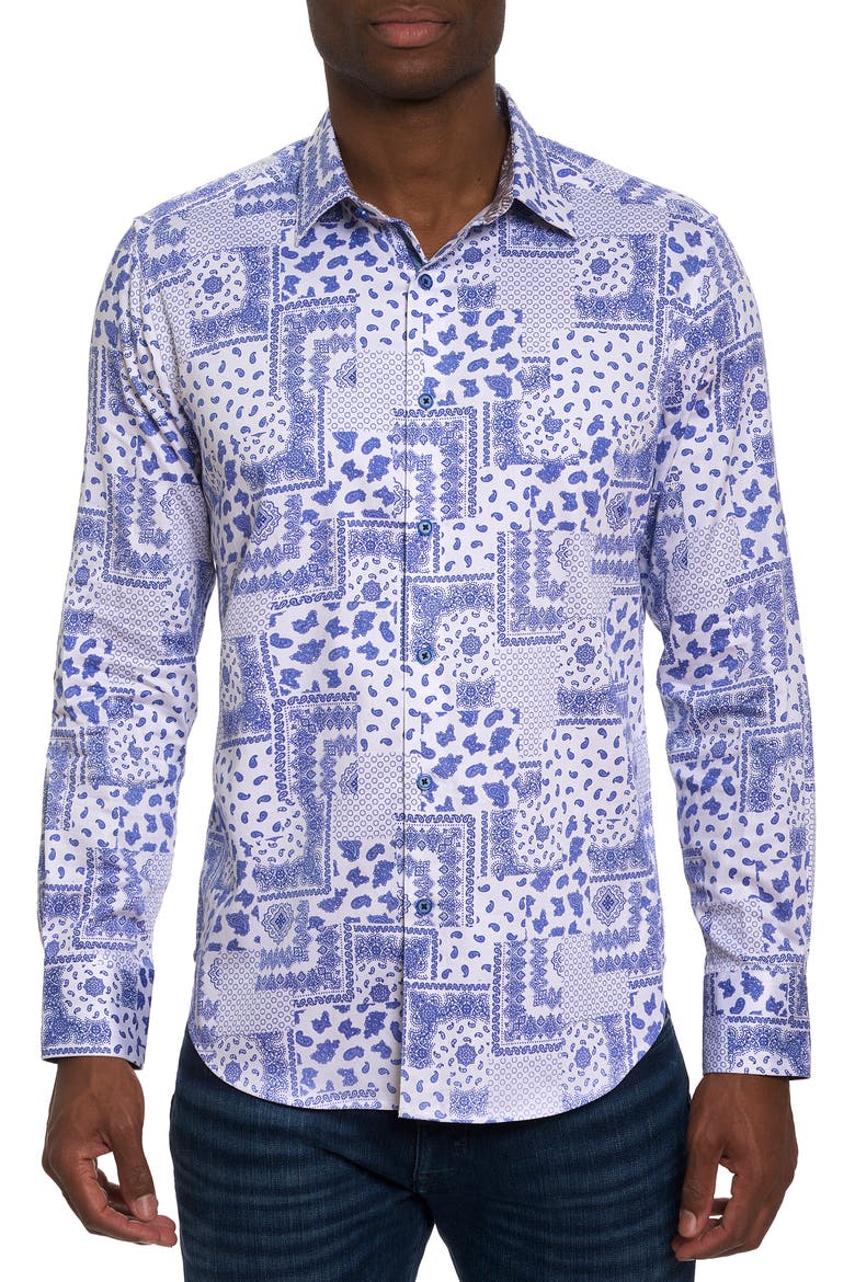 Vittoria Paisley Stretch Button-Up Shirt, Main, color, BLUE MULTI