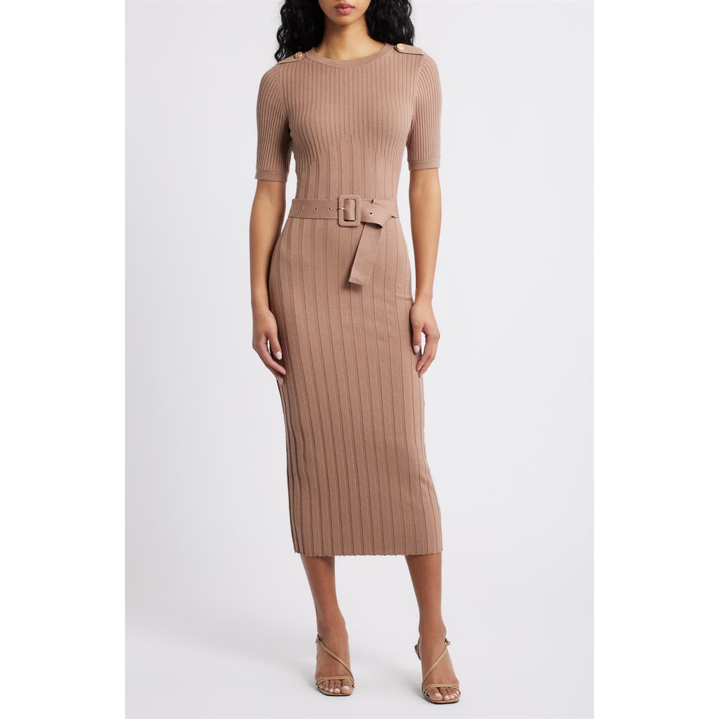 Freemarket Belted Rib Sweater Dress In Multi