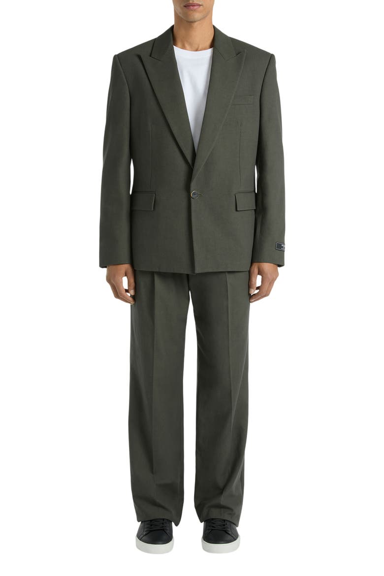 Cotton twill 1-button jacket, Main, color, khaki