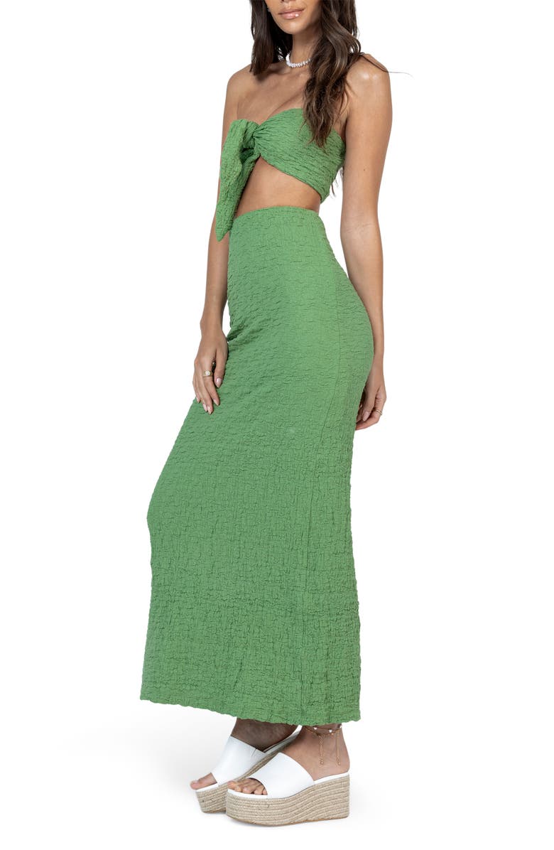 Princess Polly Matilda Crinkle Tie Bandeau & Maxi Skirt Set, Alternate, color, Medium Green