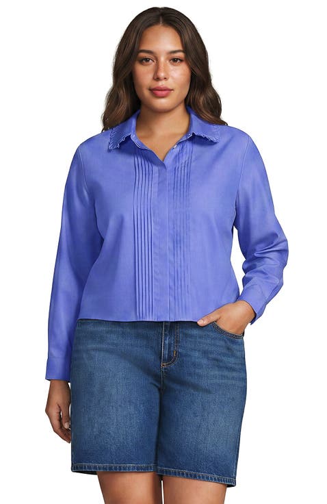 Plus Size No Iron Boxy Cropped Shirt