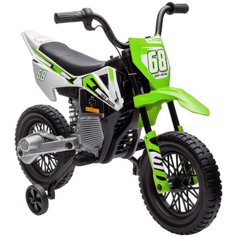 12V Kids Motorcycle with Training Wheels, Music
