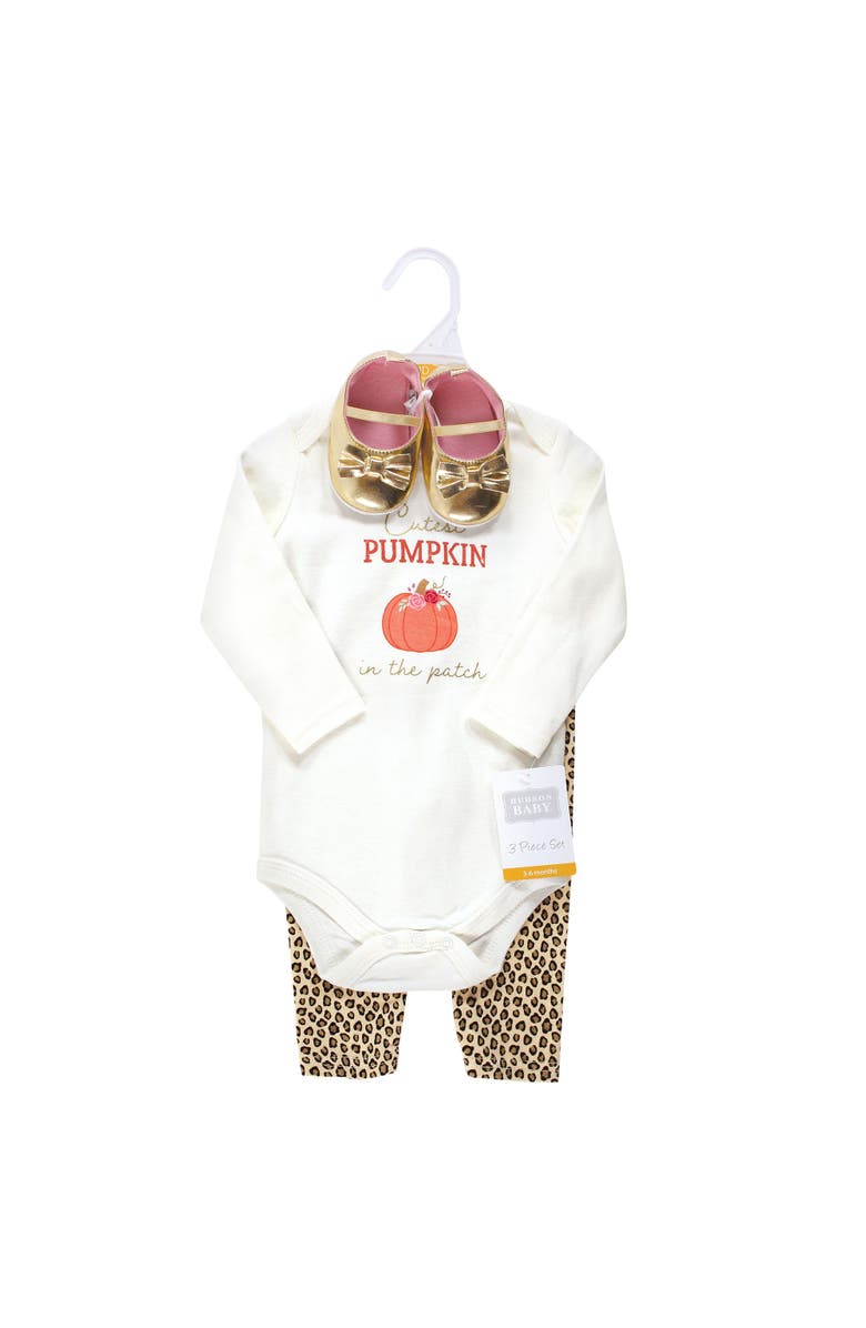 Hudson Baby Girl's Long-Sleeve Bodysuit, Pants, and Footwear Outfit, Alternate, color, Cutest Pumpkin