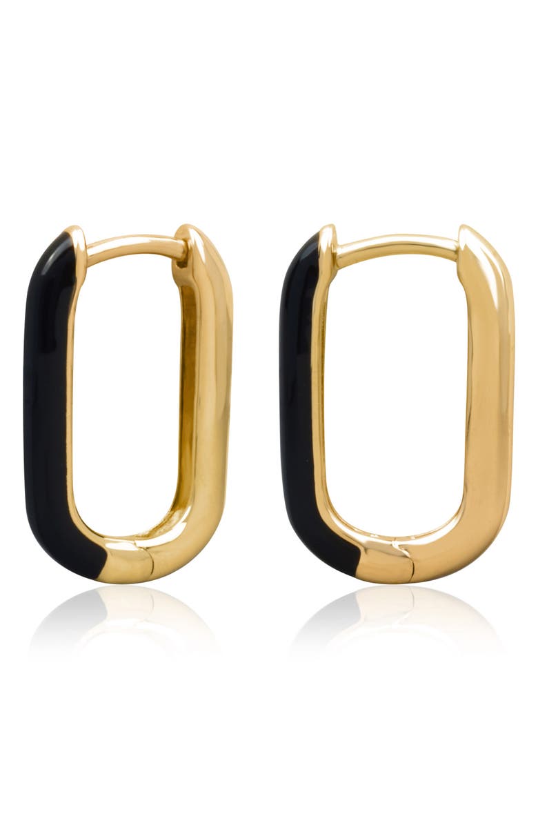 ES JEWELRY Two-Tone U-Shape Huggie Hoop Earrings, Alternate, color,