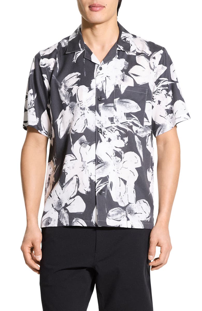 Theory Noll Brushed Floral Camp Shirt, Main, color, 