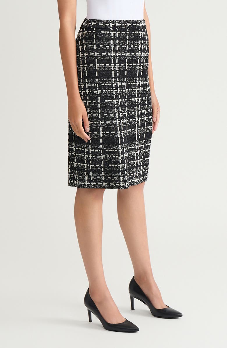 Ming Wang x Tanya Foster Check Jacquard Skirt, Alternate, color, Black/ Ivory