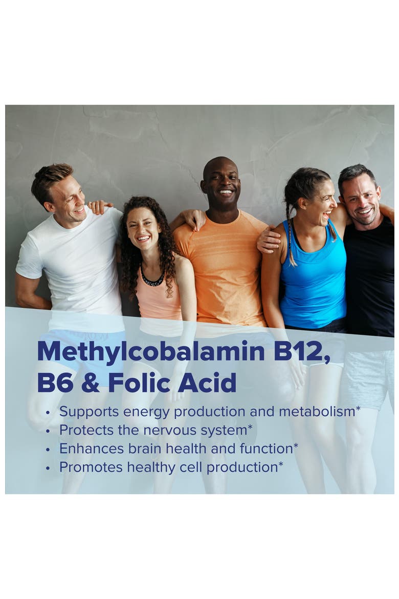 No Shot Vitamin B-12 Methylcobalamin Energy Support Sublingual Dissolving Tablets, Alternate, color, White