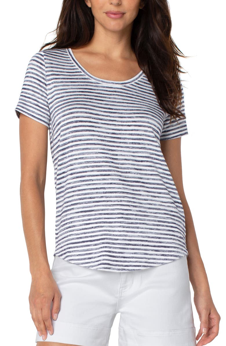 Liverpool Los Angeles Stripe Scoop Neck T-Shirt, Main, color, 