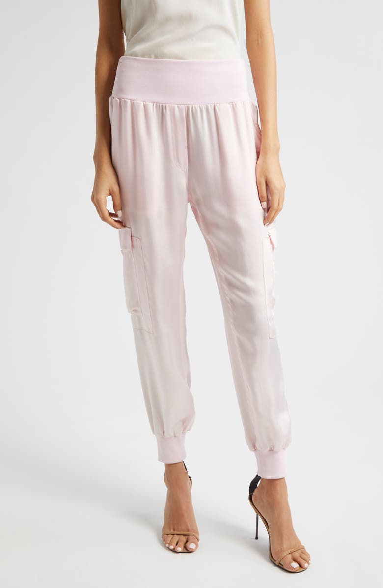 Cinq à Sept Giles Cupro Crop Cargo Joggers, Main, color, Icy Pink