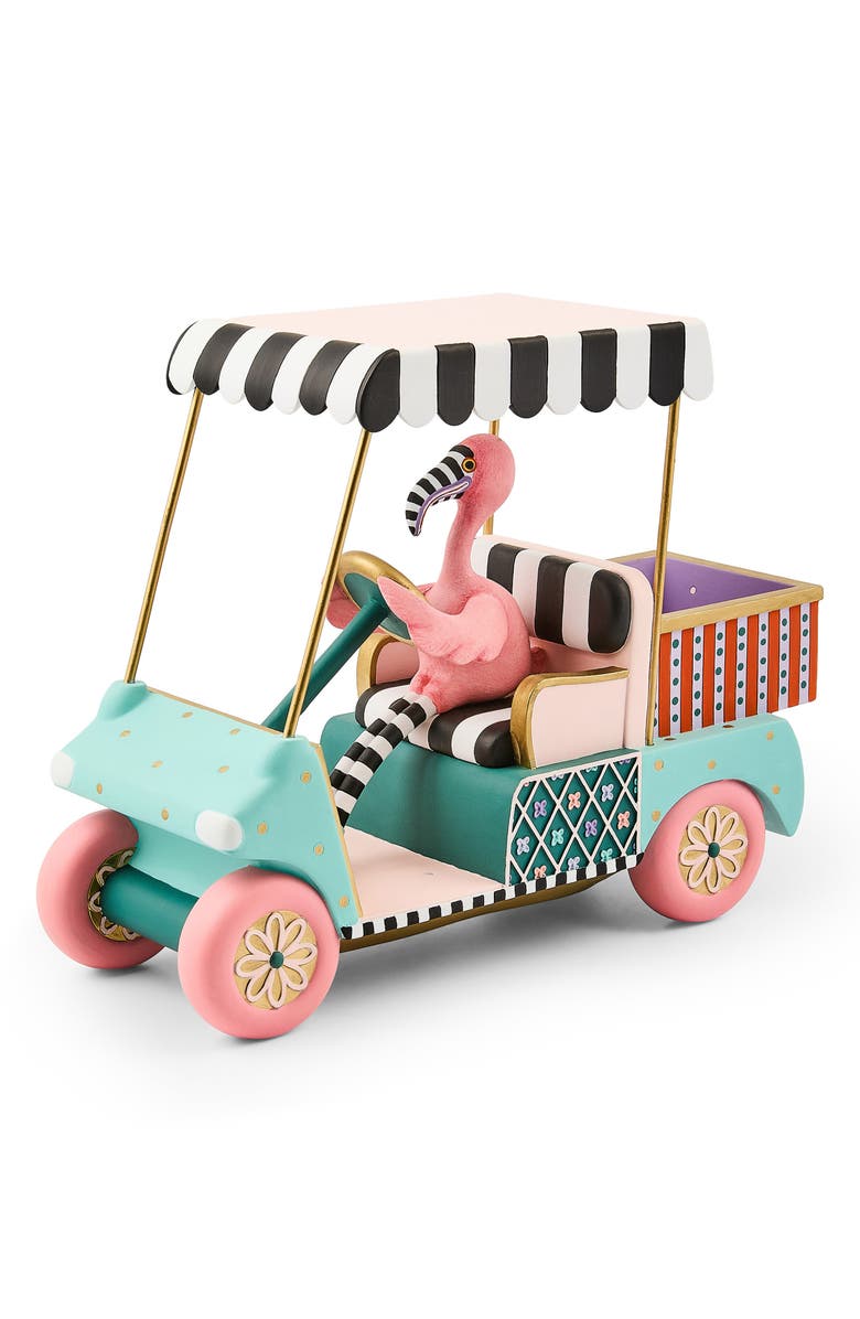 MACKENZIE CHILDS Patience Brewster Sheldon Flamingo Goes Golfing Figurine, Main, color, Teal Multi
