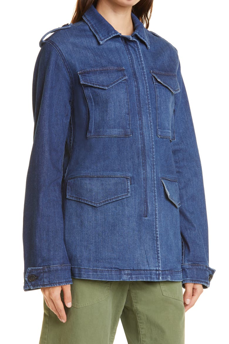 Wren Distressed Denim Jacket, Alternate, color, DEEP BLUE WASH