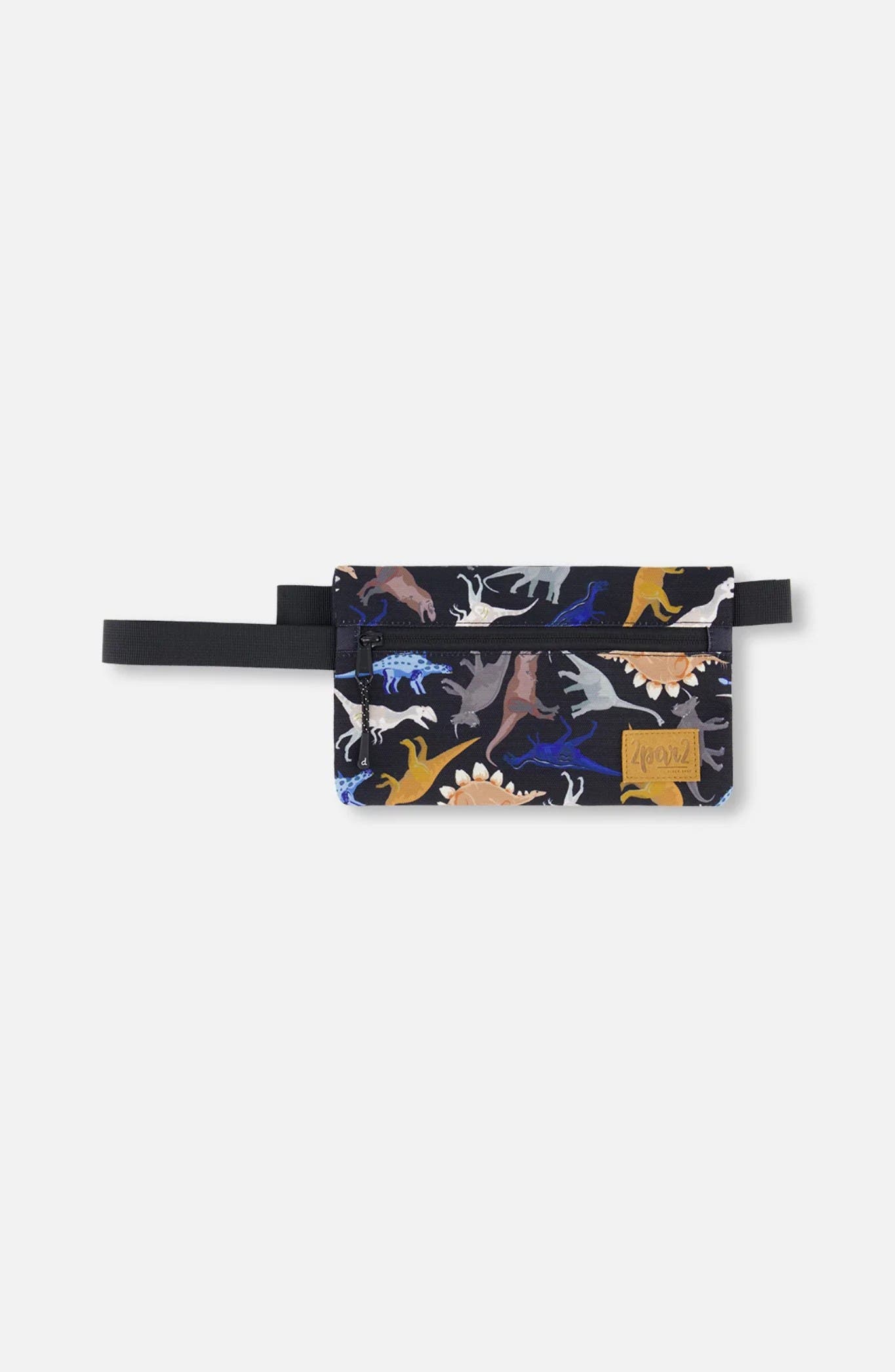 Deux par Deux Double Pencil Case Dinosaur, Main, color, Black
