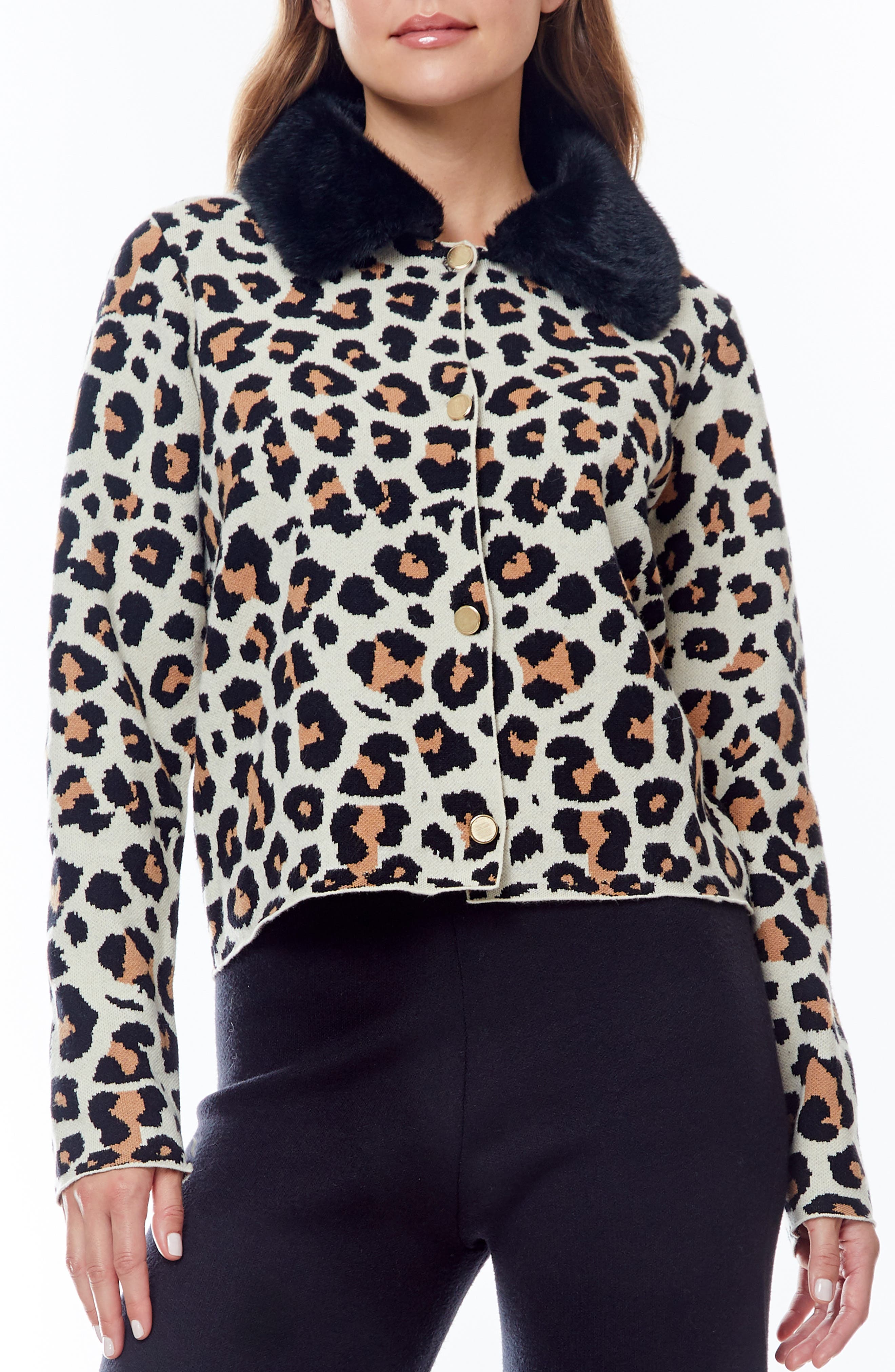 BY DESIGN Isa Faux Fir Trim Cardigan