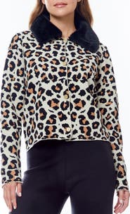 BY DESIGN Isa Faux Fir Trim Cardigan